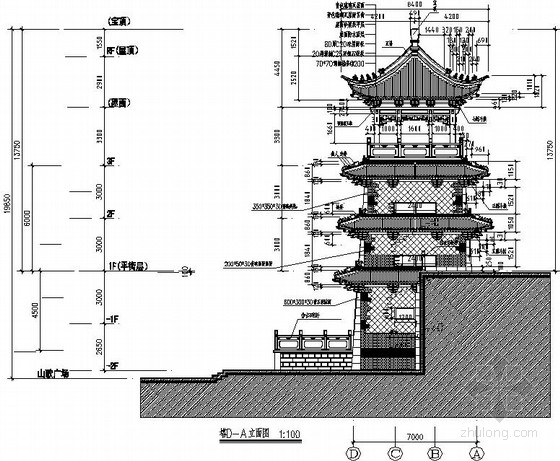 铁塔结构施工图资料下载-仿古景观塔混凝土结构施工图