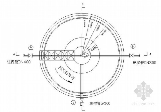 水质净化厂生物处理系统毕业设计-浓缩池平面图 