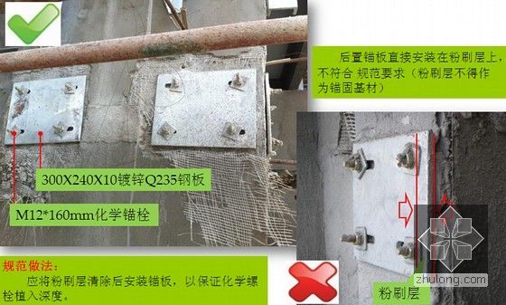 房建工程外墙石材幕墙施工质量标准工法示范(附图)-安装锚板施工图解