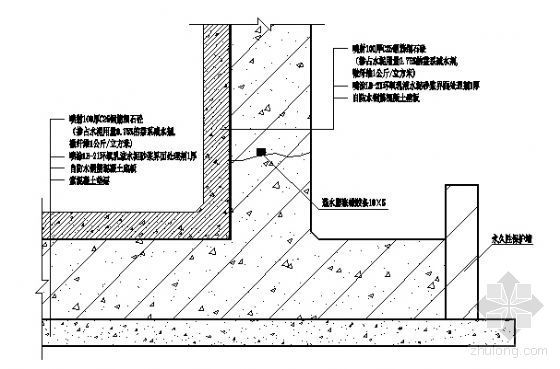 地下室墙迎水面保护层资料下载-地下室背水面防水构造图3