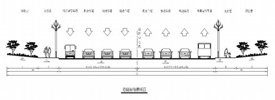 [四川]城市主干路景观大道全套施工图设计317张（道排 交通 电照 绿化）-标准横断面设计图 