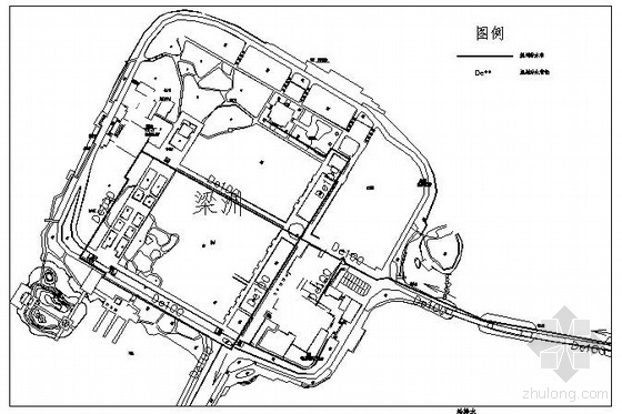 南京某湖五洲给水排水规划图- 