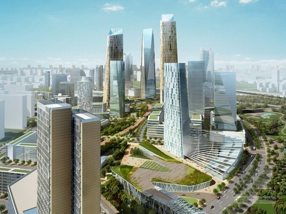 水平流人工湿地设计方案资料下载-[北京]现代风格混合办公区规划及单体设计方案文本