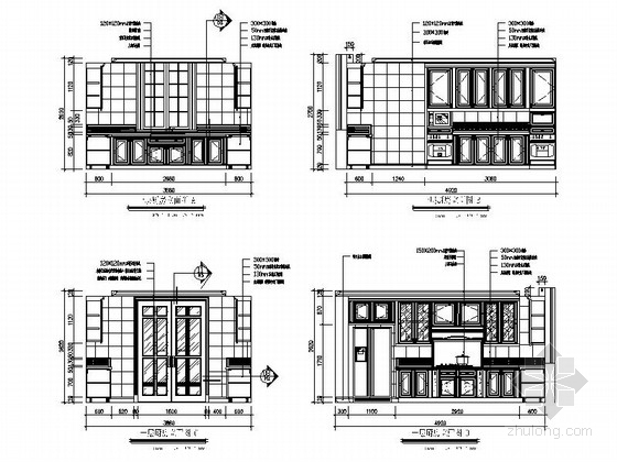 [浙江]豪华时尚传统意大利风格三层别墅室内装修施工图（含完整方案）厨房立面图 