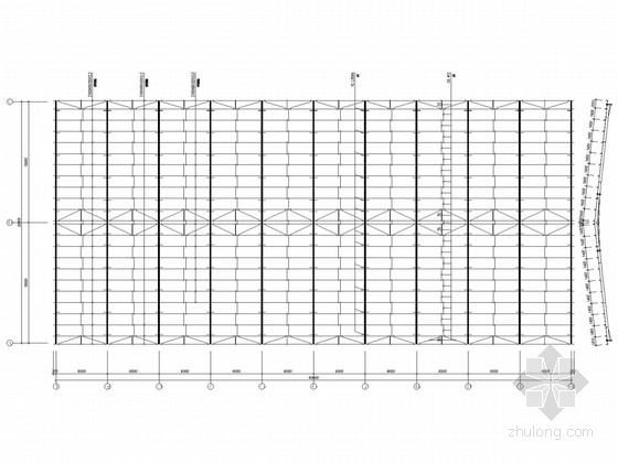30米双连跨门式刚架单层封闭式钢结构厂房结构施工图-屋面结构平面布置图 