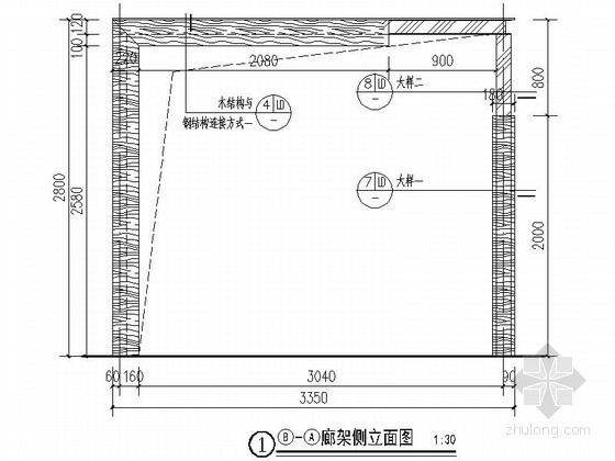 欧式弧形廊架CAD资料下载-廊架节点立面设计施工图