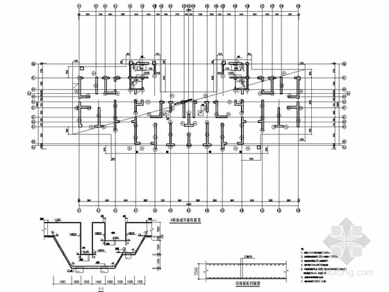 [广东]40层剪力墙结构超高层住宅楼结构施工图（含建施）-4栋基础平面布置图 