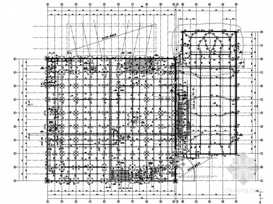 [上海]三层钢混组合结构体育馆、游泳馆结构施工图-基础平面布置图 