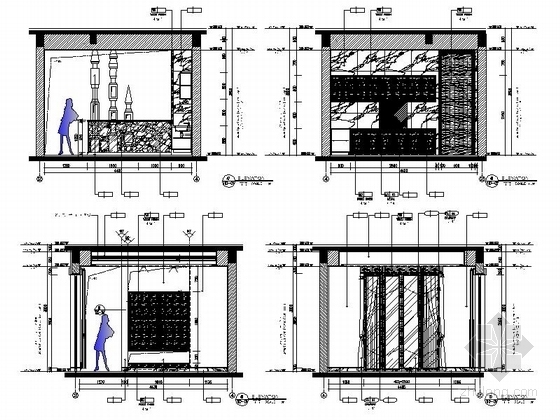 [海南]奢华欧式风格两层别墅样板间室内装修施工图（含效果）立面图