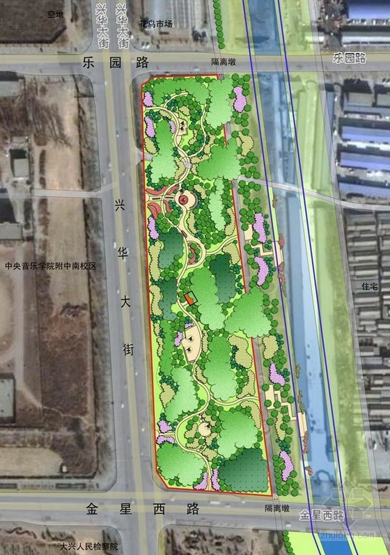 [北京]城市滨河森林公园景观规划设计方案-希望公园总平面图