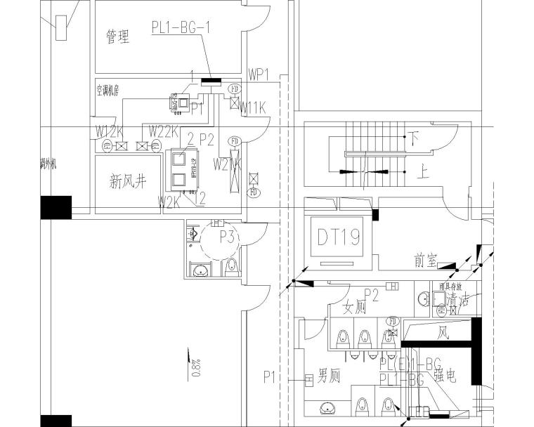 [上海]漕河泾新建办公楼强电系统-一层平面图