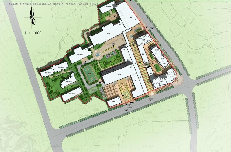 [湖南]某人民医院建筑设计方案文本（JPG+CAD+67页）-总平面图