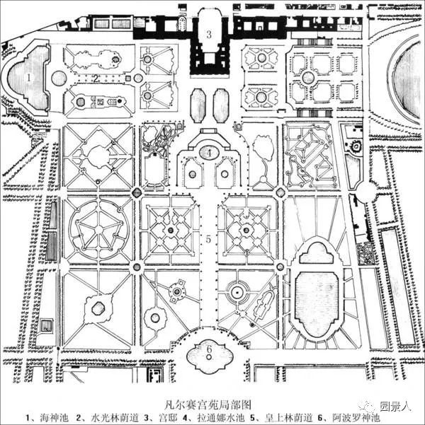 凡尔赛宫苑平面图线稿图片