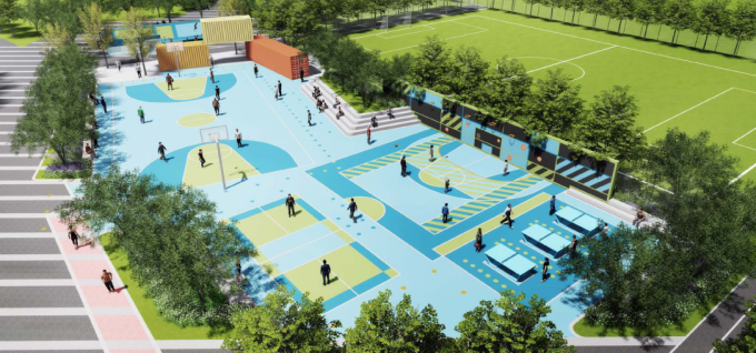 [上海]湿地田园生态市民体育公园景观设计方案-综合球场景观效果图