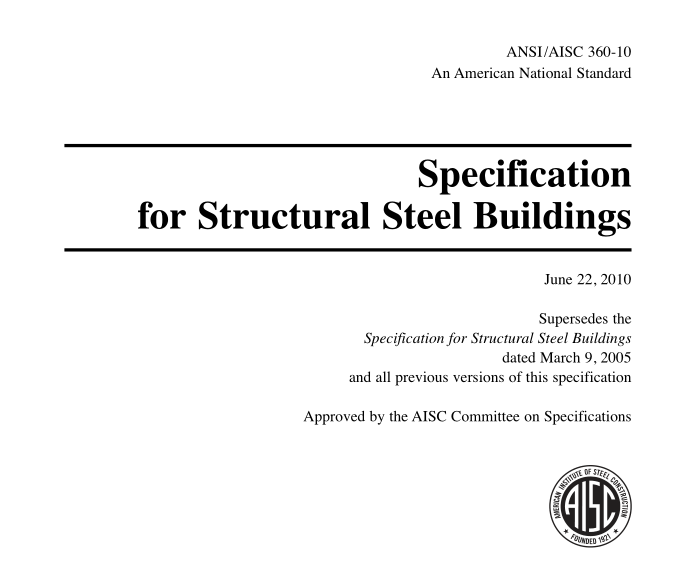 钢结构设计规范张拉膜资料下载-美国AISC-360-10钢结构设计规范 2010