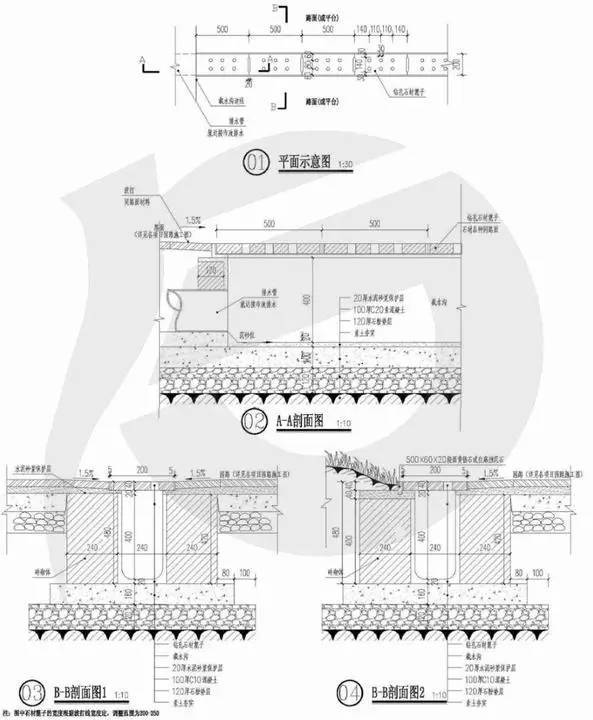 干货！恒大园林景观施工图标准（铺装、截水沟、景观亭、栈道）_46