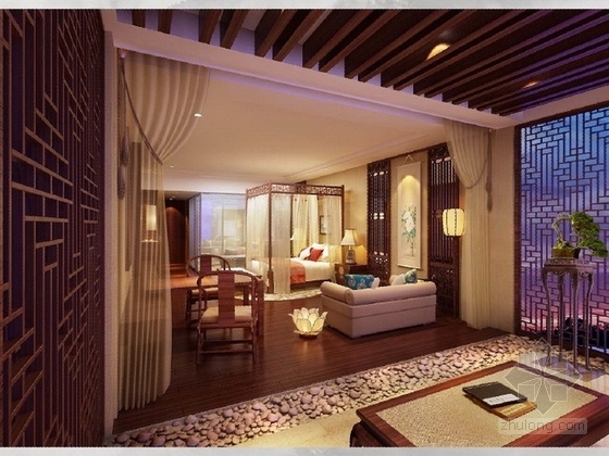 [海南]某五星级混搭风格酒店室内设计概念方案-客房效果图