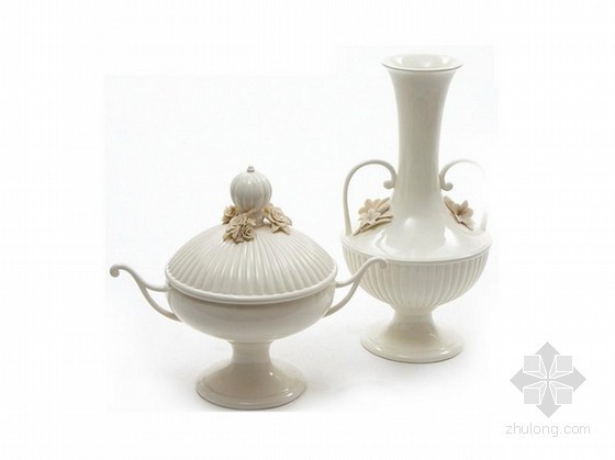 材质贴图陶瓷资料下载-白色欧式陶瓶饰品3d模型下载