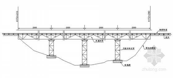 桥梁拱桥搭架示意图资料下载-桥梁格构墩栈桥示意图
