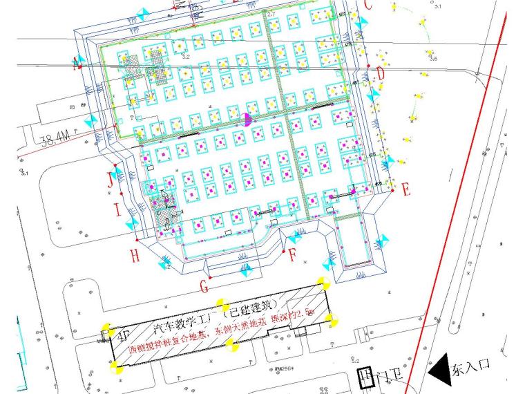 [江苏]学校教学楼地下室基坑支护及降水设计施工图-基坑监测点布置图