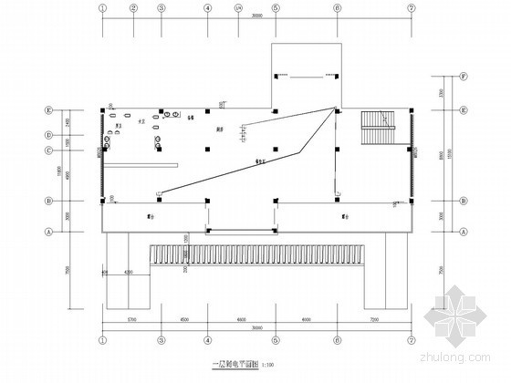 [湖南]咖啡吧电气施工图（甲级设计院 新规范 含公共卫生间）-一层弱电平面图 
