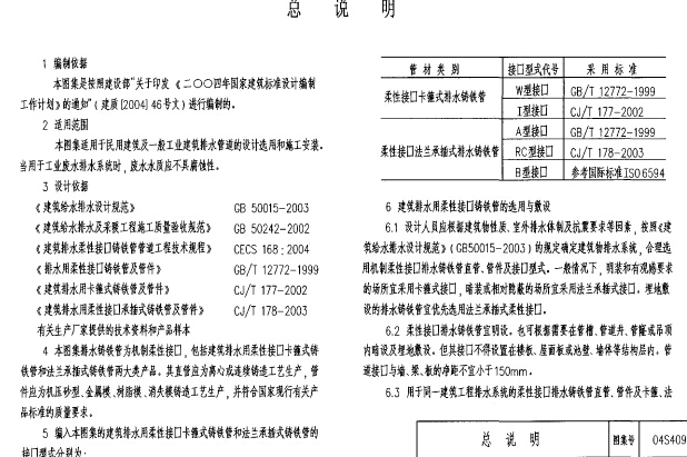 柔性铸铁管安装资料下载-04S409 建筑排水用柔性接口铸铁管安装