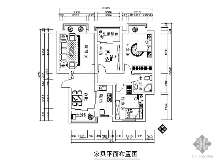 酒店礼宾厅装修施工图资料下载-某三室二厅装修施工图