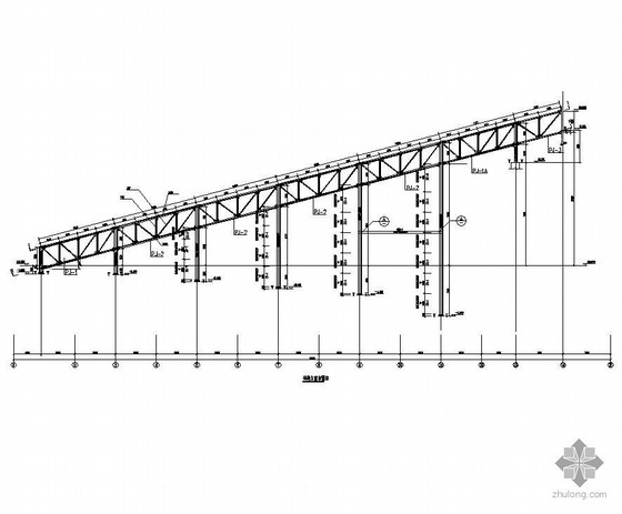 钢结构连廊结构图下载资料下载-7°区某钢结构皮带廊结构图纸