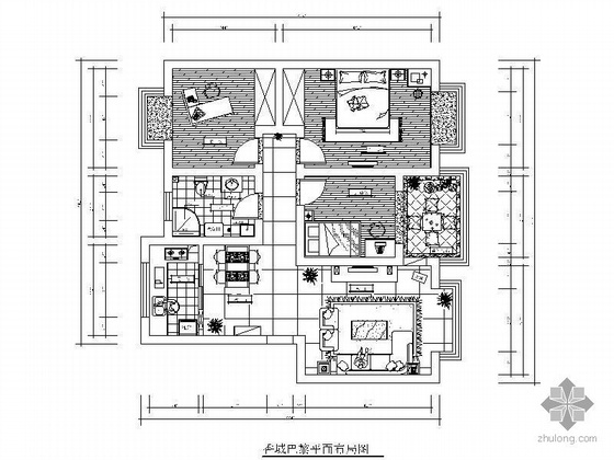 三室一厅户型cad图纸资料下载-三室一厅方案图