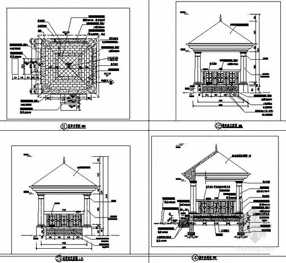 景观亭施工详图- 