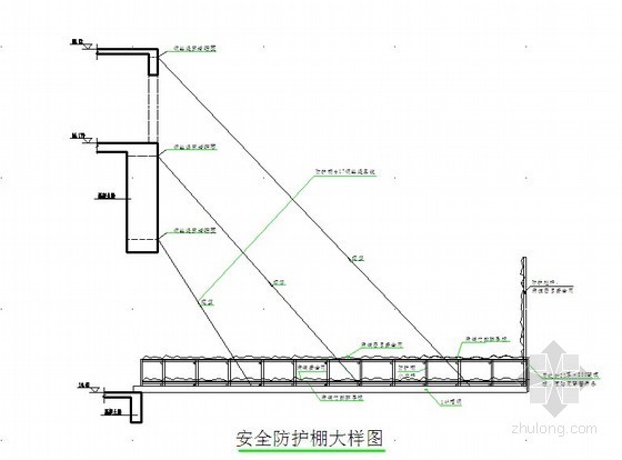 安全防护棚CAD施工图资料下载-城中村居民楼安全防护棚示意图