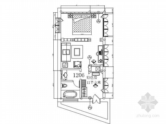 CAD古建装饰资料下载-[云南]某古建客栈标间1206装修图