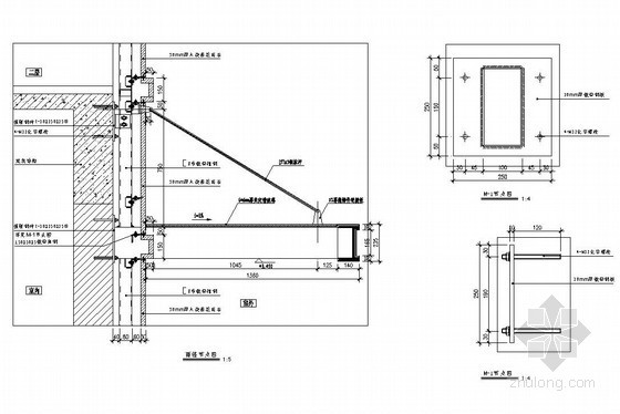 铝单板雨棚干挂节点详图资料下载-某钢结构雨棚节点详图