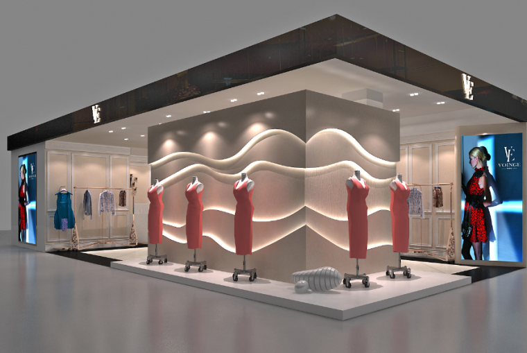 67平米女装品牌店设计施工图（附效果图+3D模型）-效果图