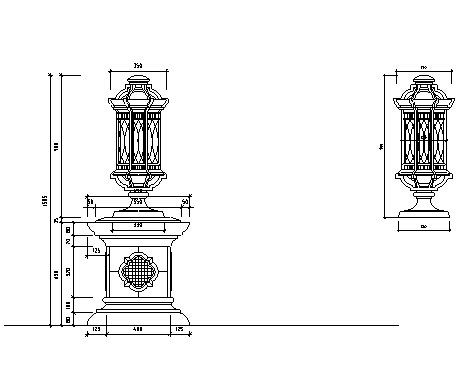 装饰灯柱及做法详图资料下载-cad灯柱详图