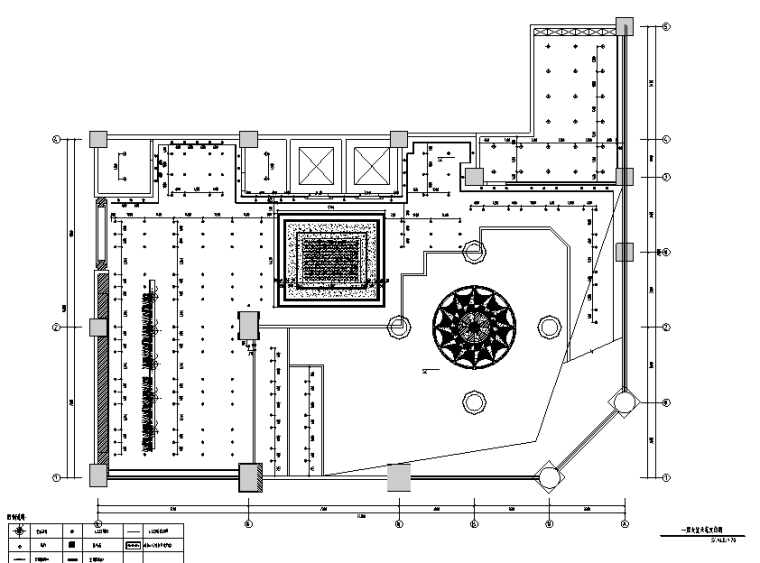 [福建]混搭风格酒店餐饮空间设计施工图（附效果图）-一层大堂天花总布置图