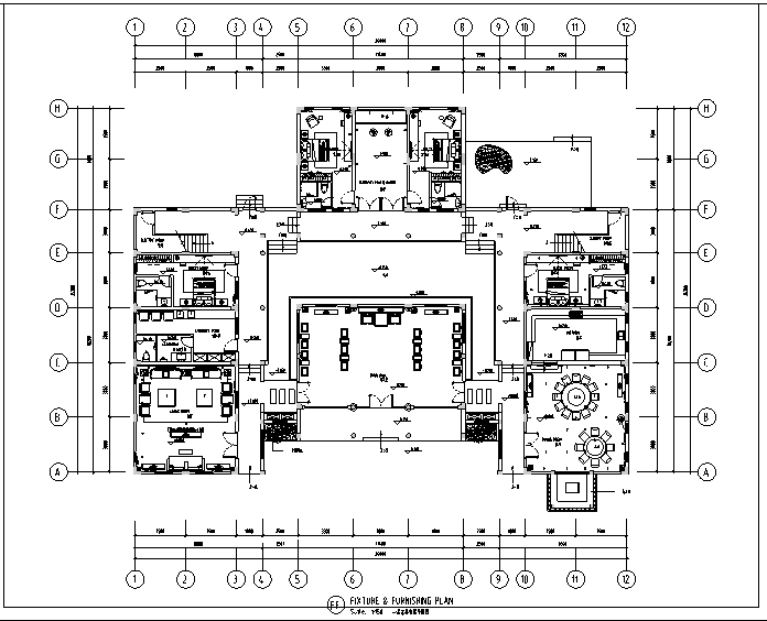 中式风格二层别墅设计施工图（附效果图）-家具布置平面图