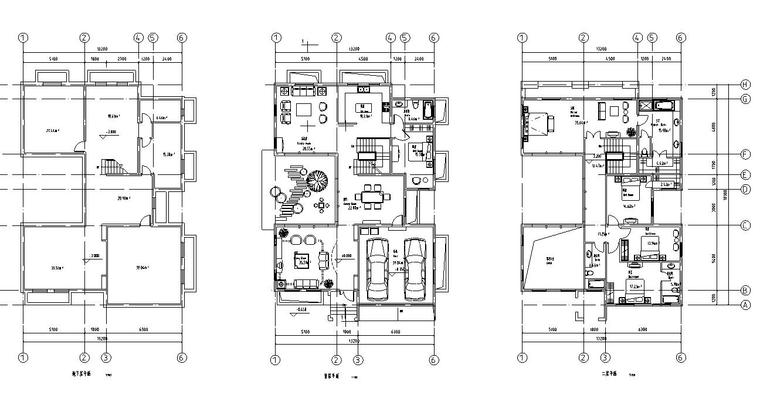 [广东]2层独栋别墅建筑施工图设计-楼层平面图