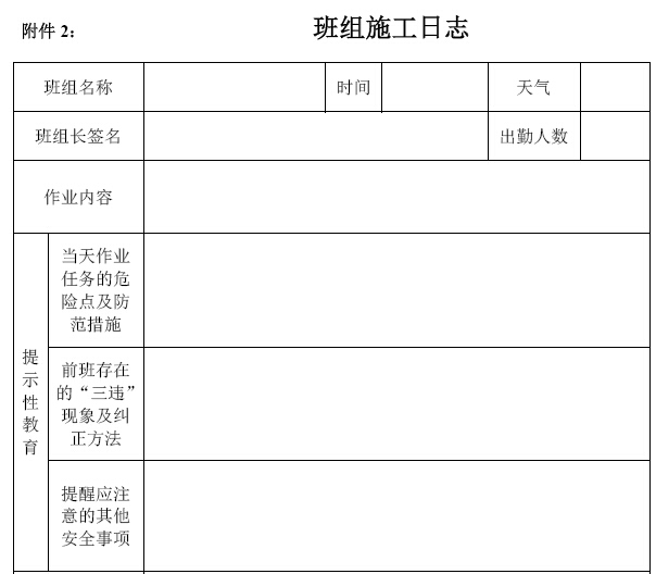 班组作业标准化管理手册（140页）-班组施工日志