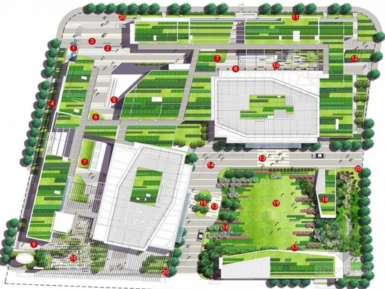 地面停车场设计方案图资料下载-某商业建筑景观绿地设计方案