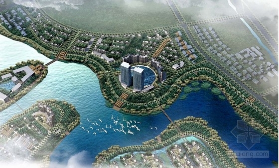 [浙江]城市滨水带状空间景观规划设计方案（知名设计机构）-鸟瞰图 