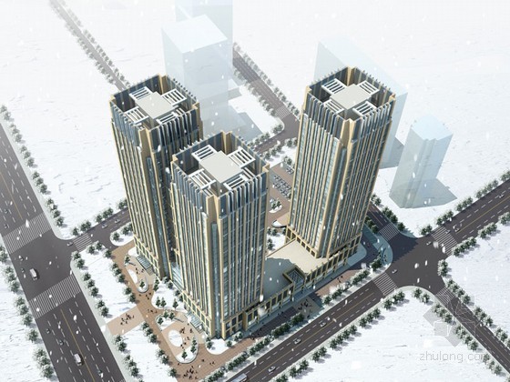 高层办公商业街效果图资料下载-高层商业建筑效果图模型