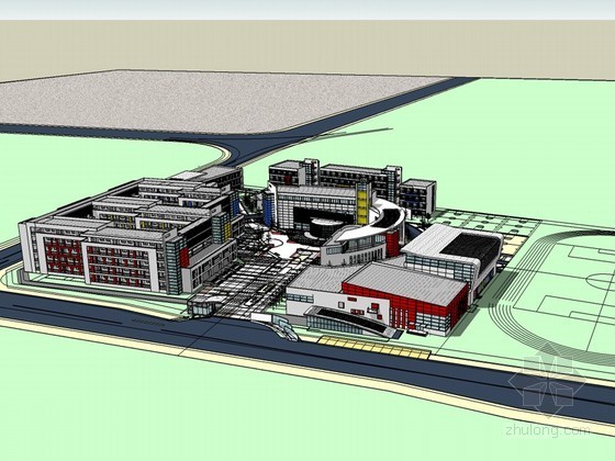 中学CAD规划设计资料下载-中学规划SketchUp模型下载