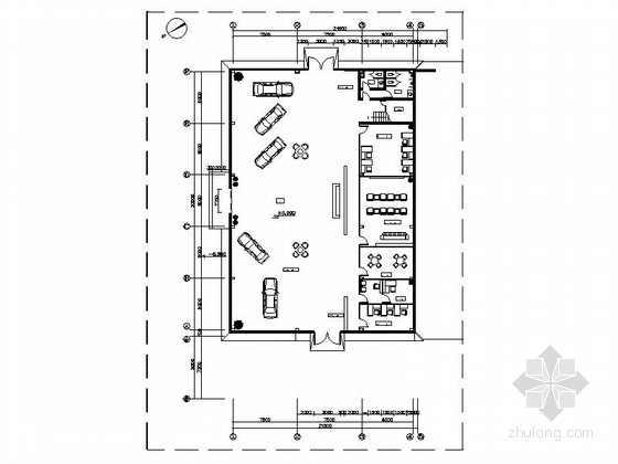 汽车4s店展厅布置方案资料下载-[沈阳]世界专业汽车生产商之一4S店展厅设计施工图（含水暖图）