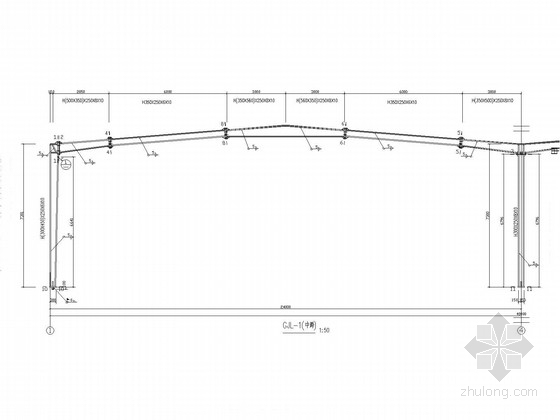 24米跨单层厂房仓库资料下载-2X24米跨单层门式刚架厂房结构施工图