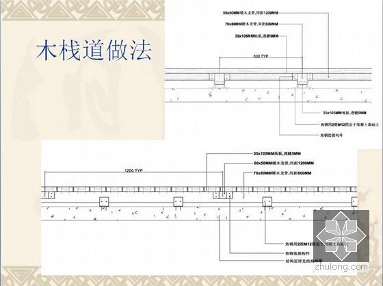 景观园林铺装常用材料及做法-木栈道做法