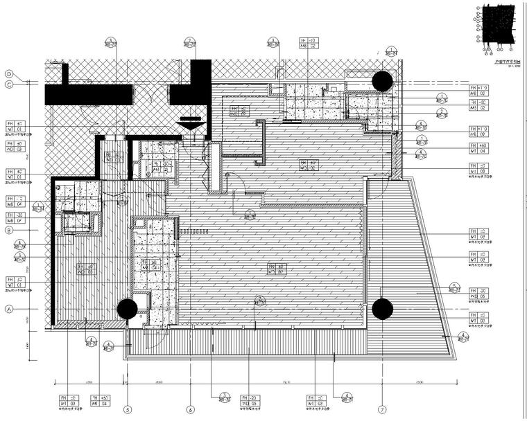 [李玮珉]深圳湾一号-豪华两居室样板间室内装修设计施工图（CAD）-5地坪铺面图