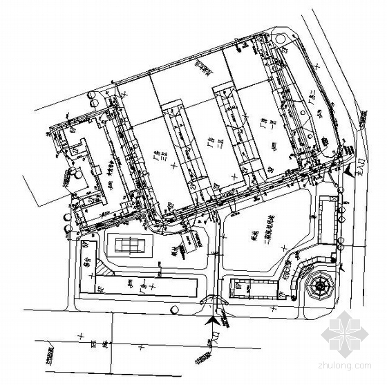 厂区建筑总平面布置图资料下载-某工厂给排水平面布置图