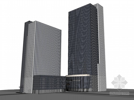 多层办公建筑设计模型资料下载-高层办公建筑SketchUp模型下载