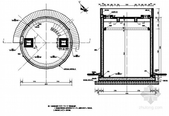 300m3圆形水池资料下载-某直径8.2m圆形水池结构施工图